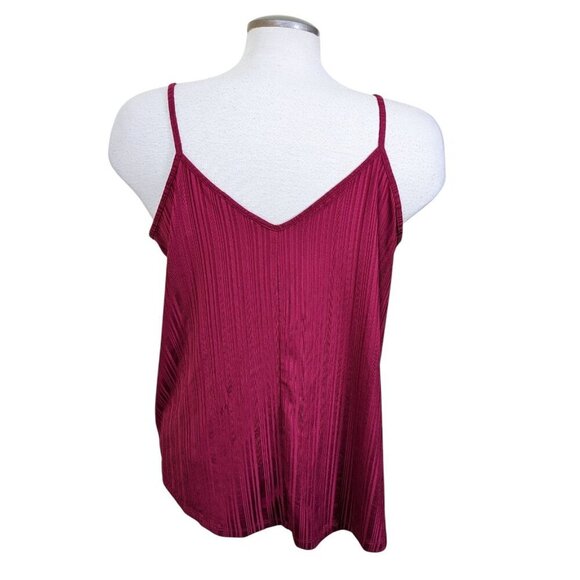 Womens XL Lace Trim Y2K Style Camisole Tank Top Sleeveless Cami Red Textured - Picture 5 of 8